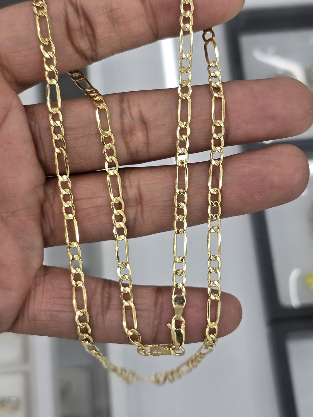 10kt Real Gold Figaro Chain 4 Mm 24 Inches